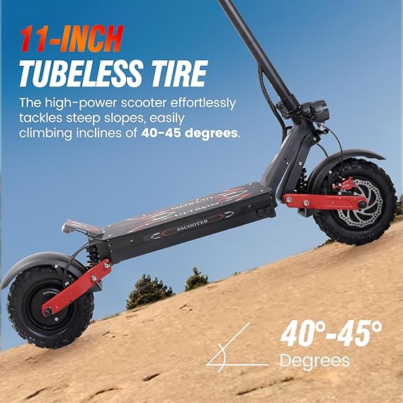 Electric Scooter with Seat for Adults, 60V 6000W Electric Scooters Adult 52mph with 1440WH Battery, Up to 50Miles Long Range, Dual Motor 11" Tubeless Off-Road Folding E-Scooter for Adults